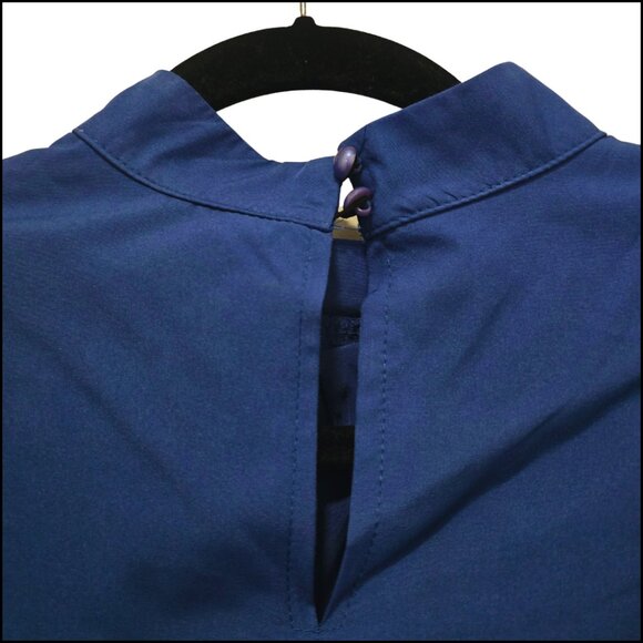 SHEIN Blue Pleated Long Sleeve Blouse – 0XL - Picture 5 of 6